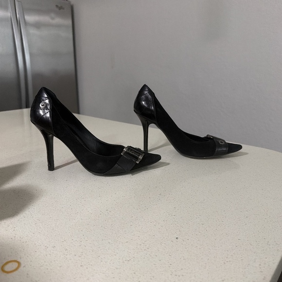 Vintage Dior black leather suede rebel pointed toe heels Y2K - Picture 7 of 8